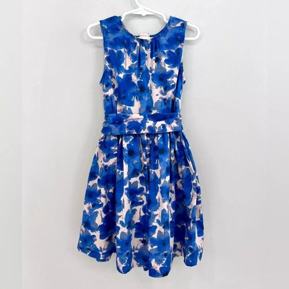 Crewcuts Blue Floral Belted Shift Dress Girls 7 - Picture 1 of 7